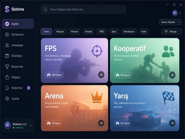 Slotime Oyun Kategorileri Sayfası - Platform Yapısı